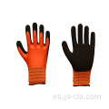 Serie de látex Guantes de látex de arena de poliéster negro naranja